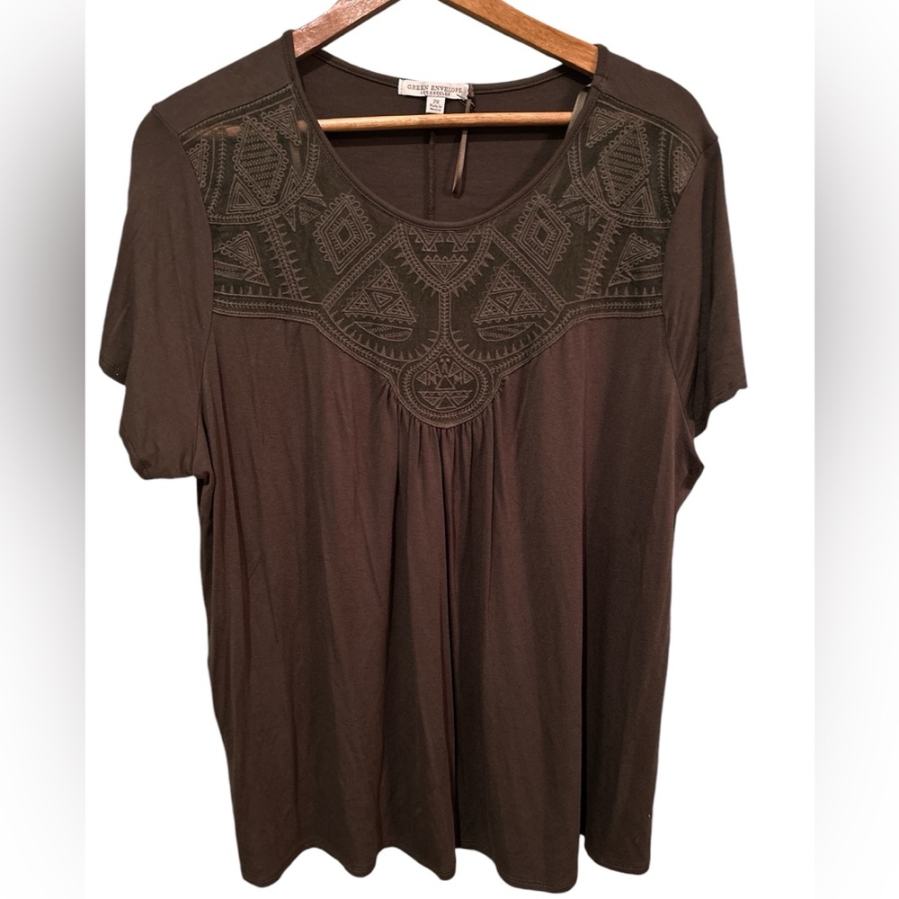 Green Envelope Olive Green Plus Size Top 2X - WORN ONCE!!